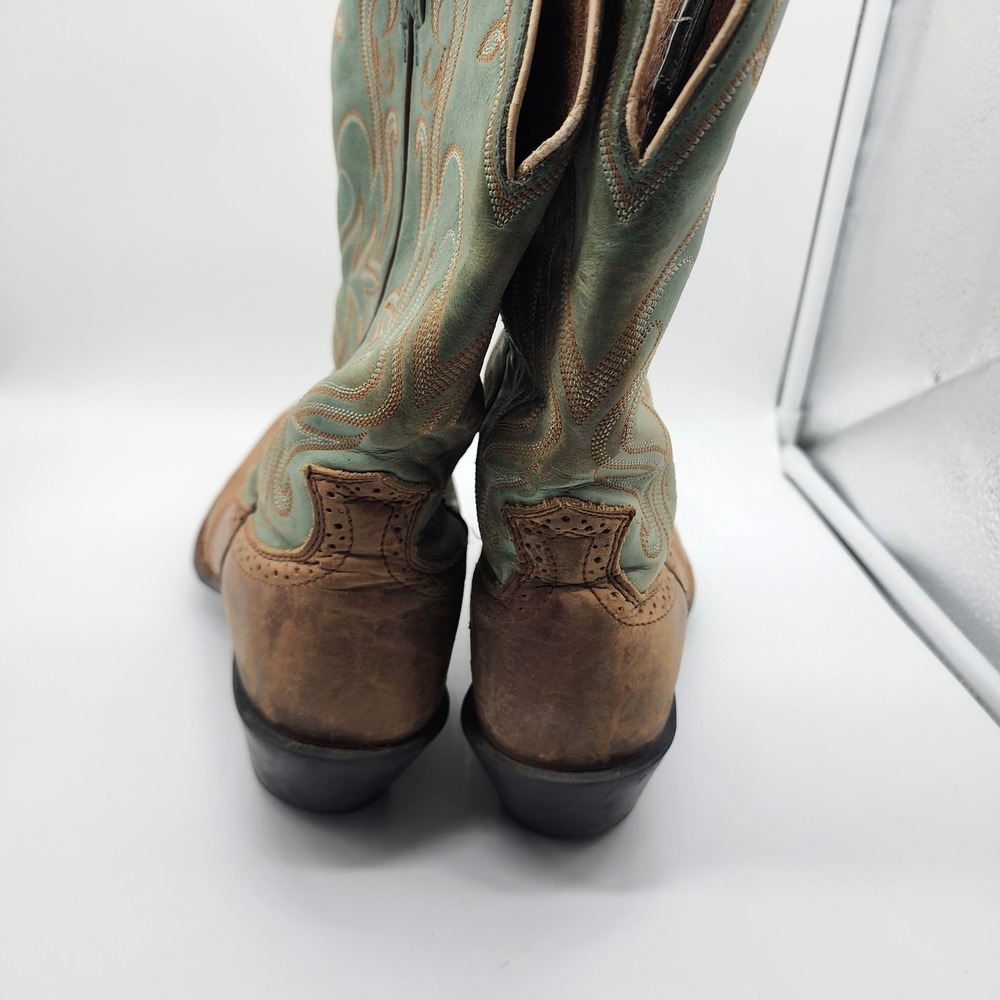 Ariat Legend Western Cowboy Boots Women 8.5B Brown Mint Green Leather Square Toe - Picture 3 of 7